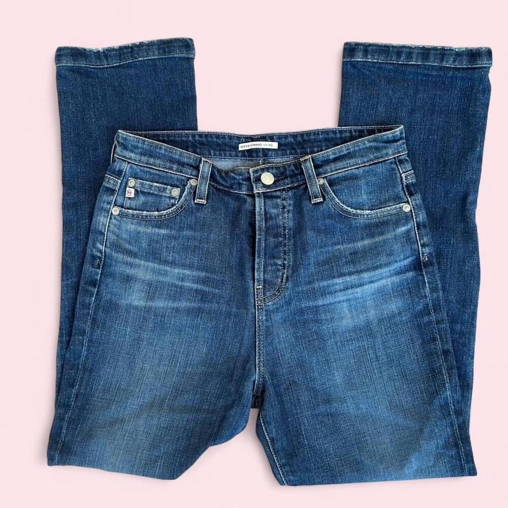 Alexa Chung straight leg  blue jeans with button fly